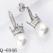 Neueste Styles Perlen Ohrringe 925 Silber (Q-6946)